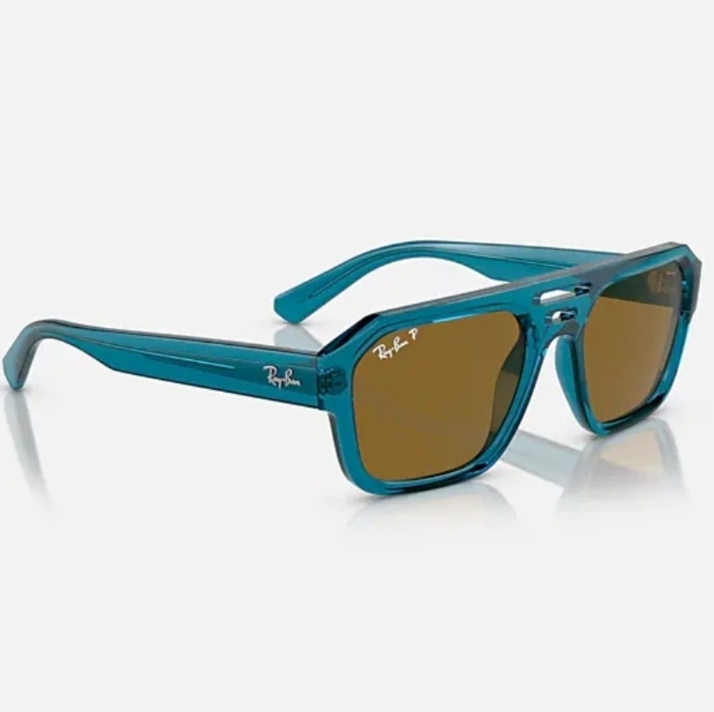 Ray-Ban Corrigan Bio-based Sunglass Frames. Polished Transparent Light Blue - Picture 7 of 16